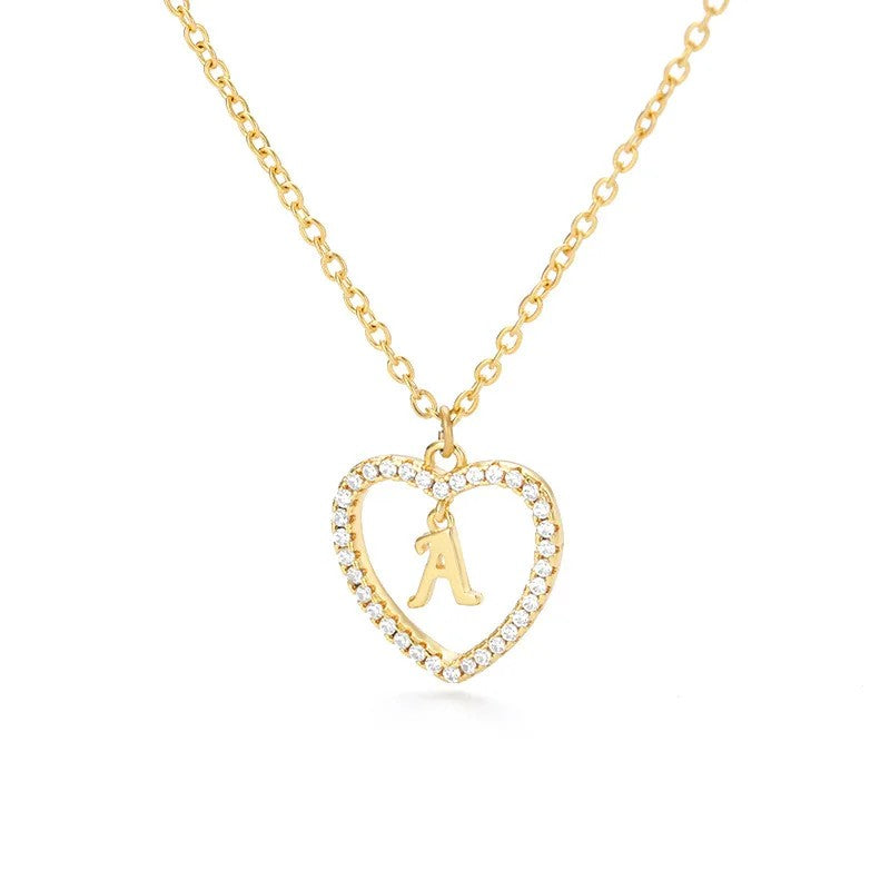 Crystal Initial Heart Necklace No. 2