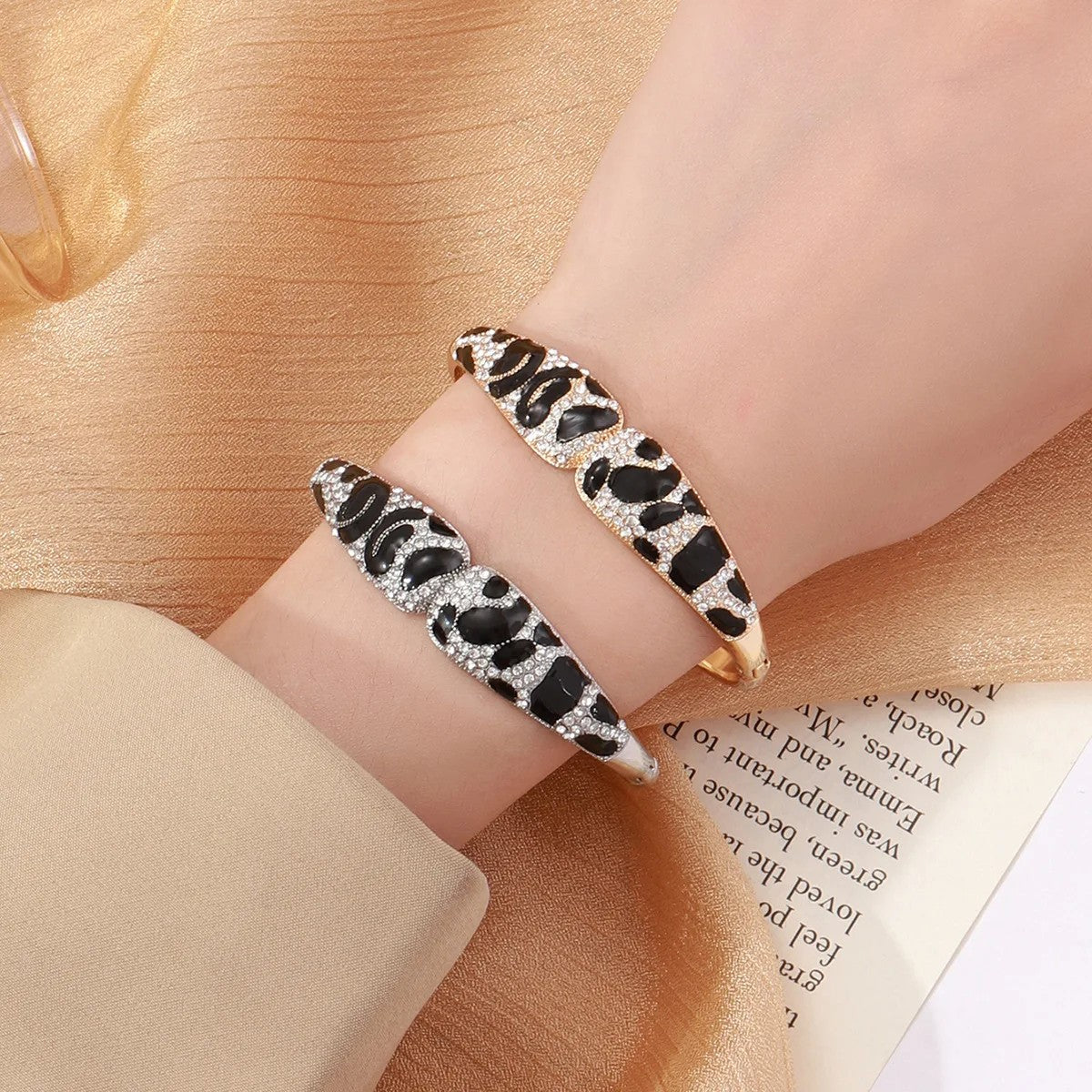 Leopard Print Zircon Cuff Bracelet