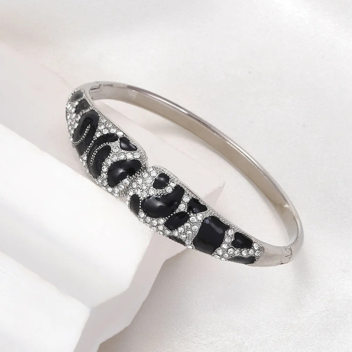 Leopard Print Zircon Cuff Bracelet