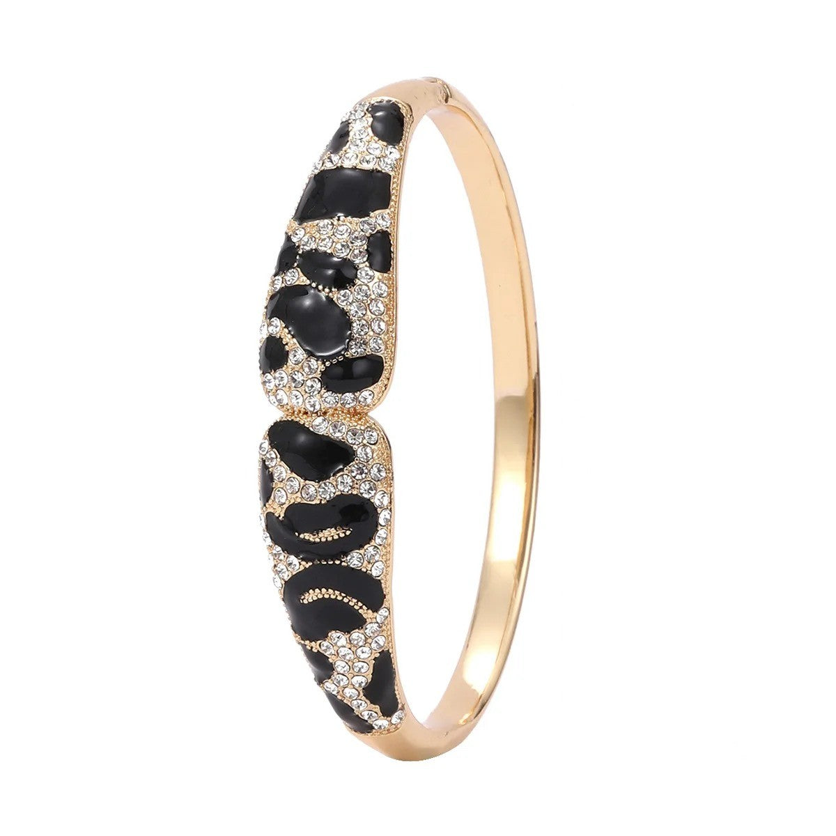 Leopard Print Zircon Cuff Bracelet