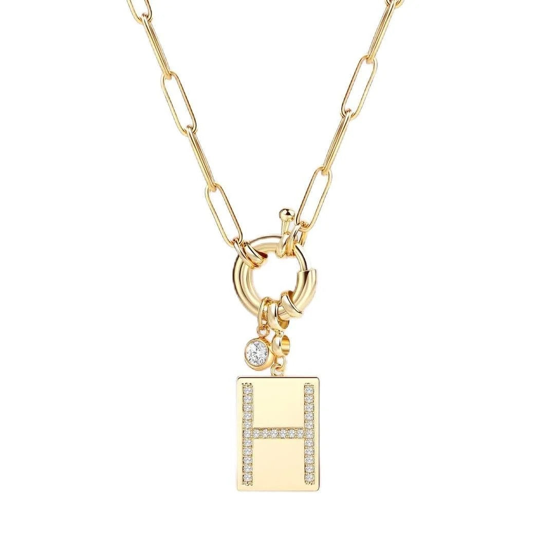 Crystal Initial Link Chain Necklace