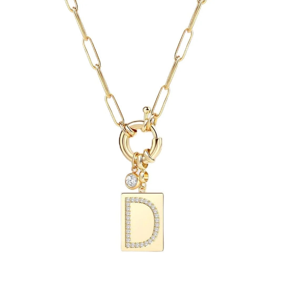 Crystal Initial Link Chain Necklace