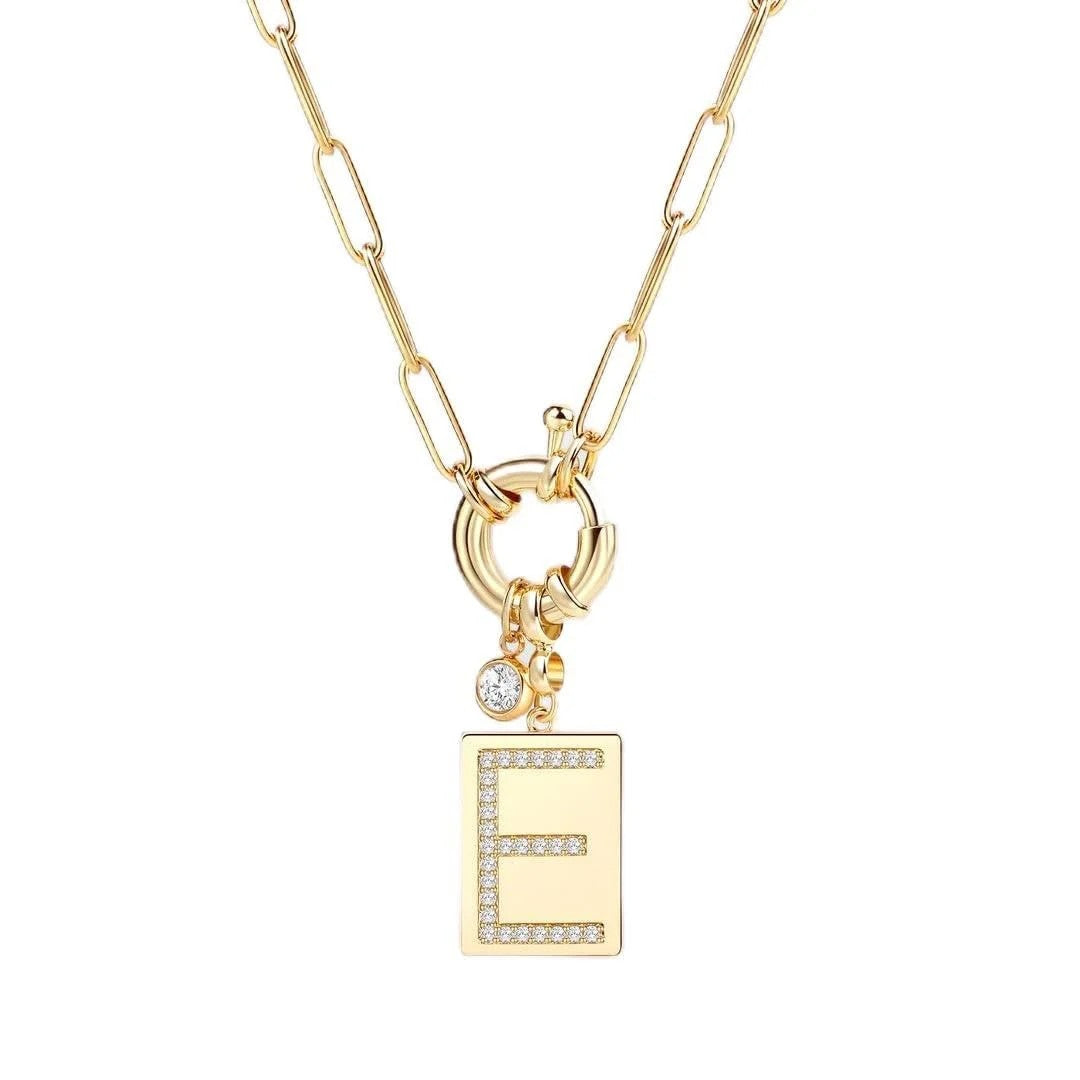 Crystal Initial Link Chain Necklace