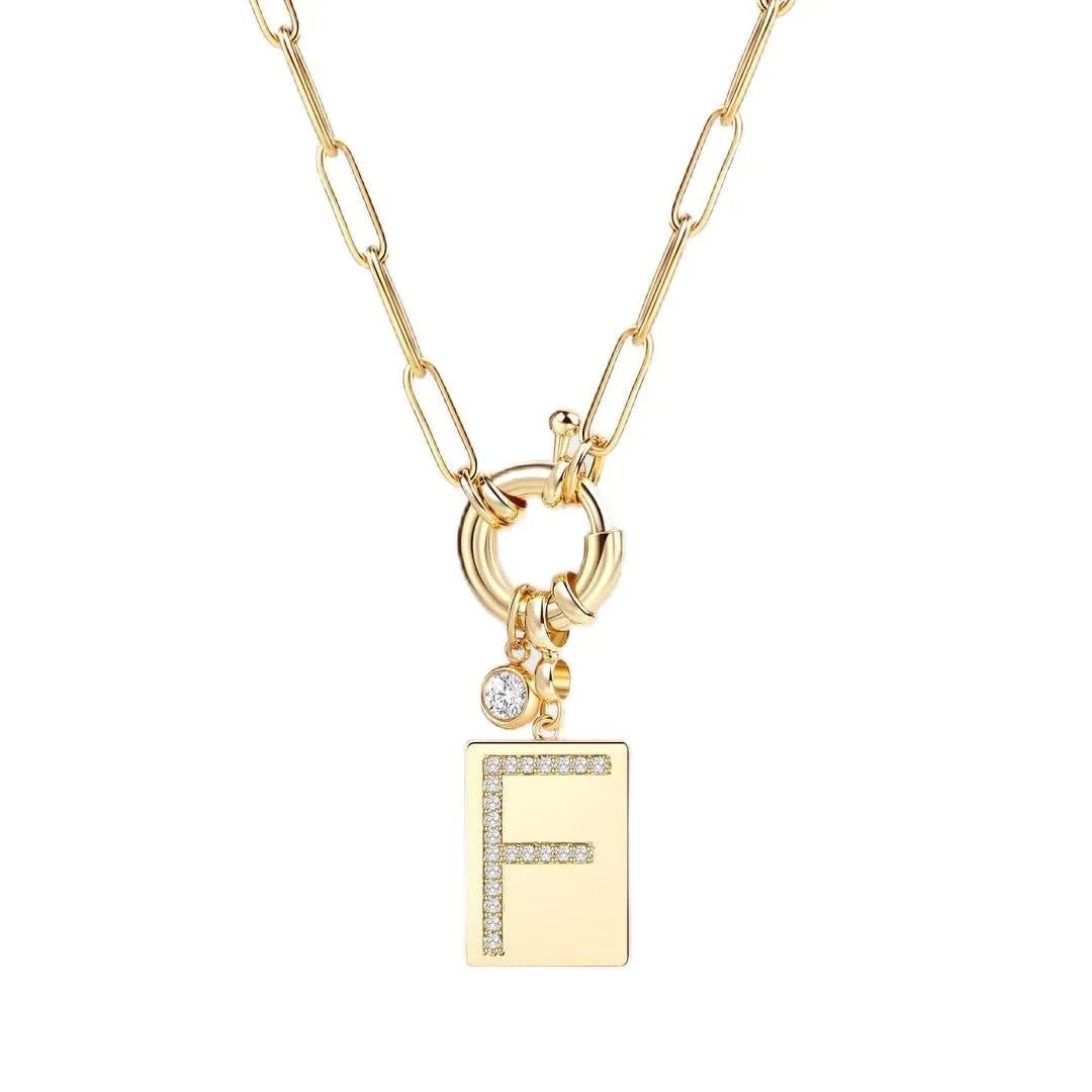Crystal Initial Link Chain Necklace