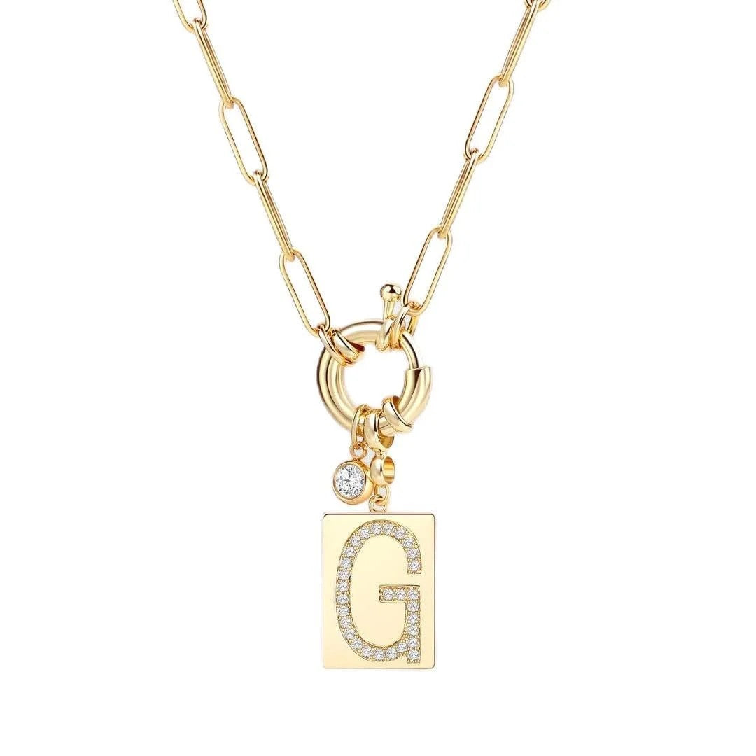 Crystal Initial Link Chain Necklace