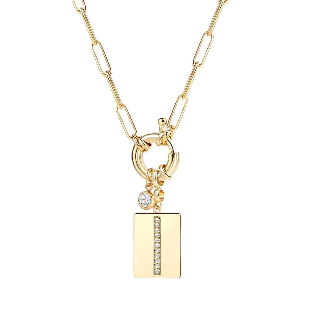 Crystal Initial Link Chain Necklace