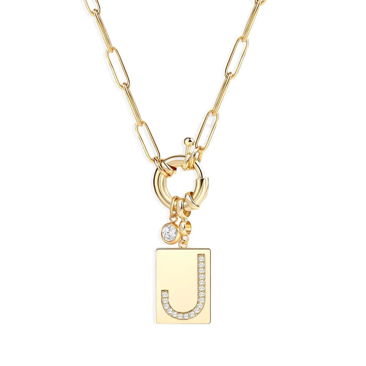 Crystal Initial Link Chain Necklace