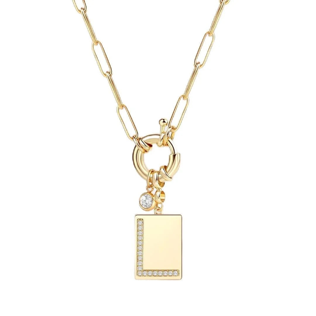 Crystal Initial Link Chain Necklace