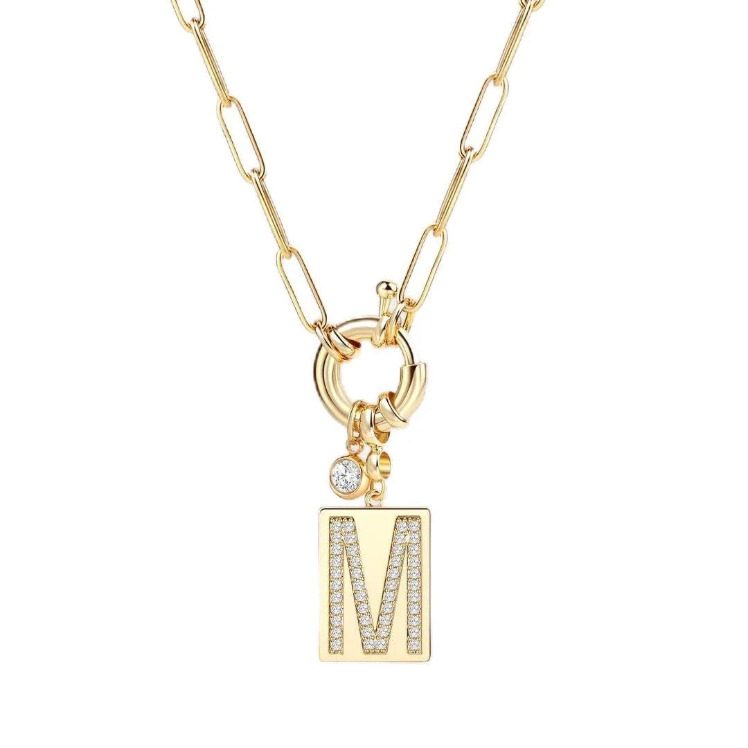 Crystal Initial Link Chain Necklace