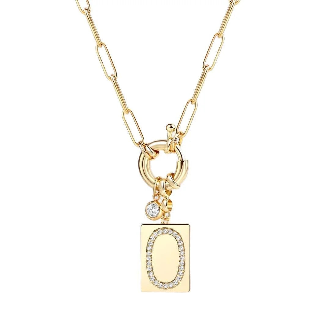 Crystal Initial Link Chain Necklace