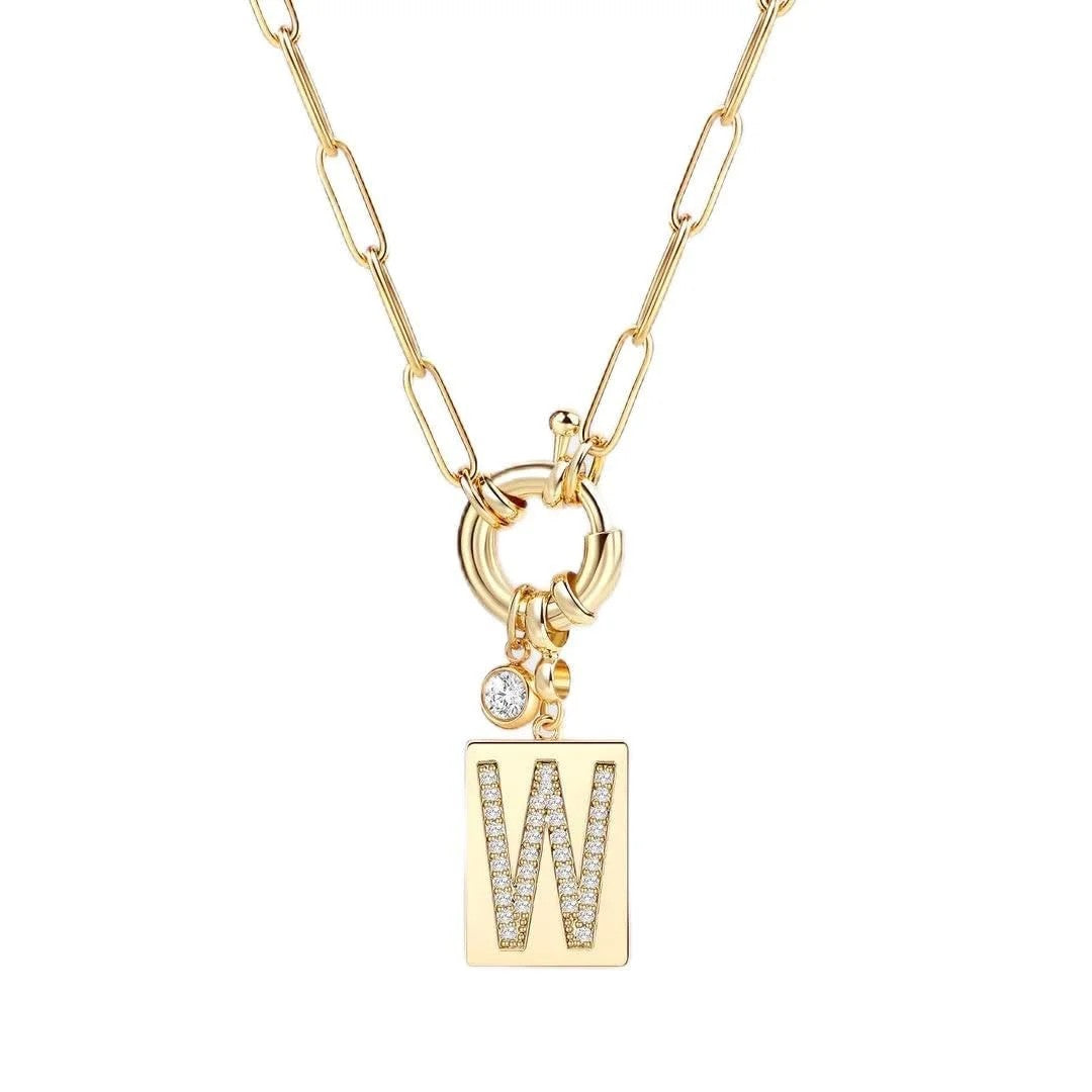 Crystal Initial Link Chain Necklace