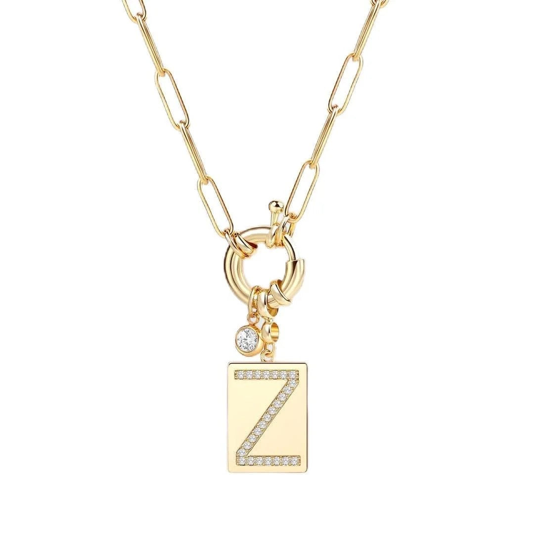 Crystal Initial Link Chain Necklace