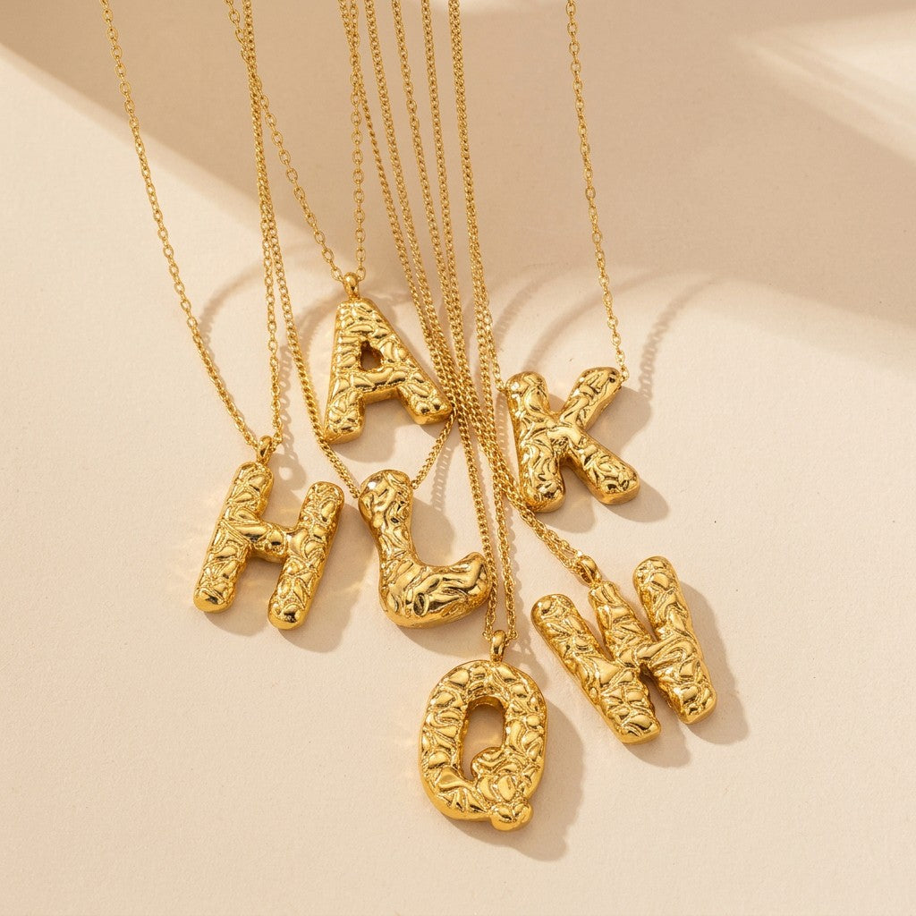Textured Letter A Necklace