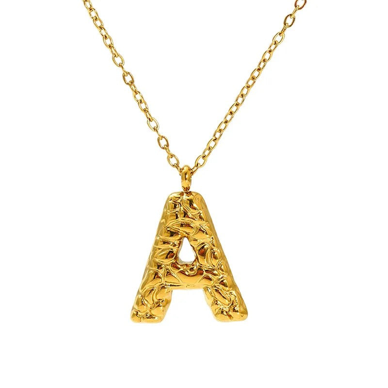 Textured Letter A Necklace