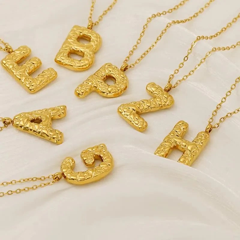 Textured Letter A Necklace