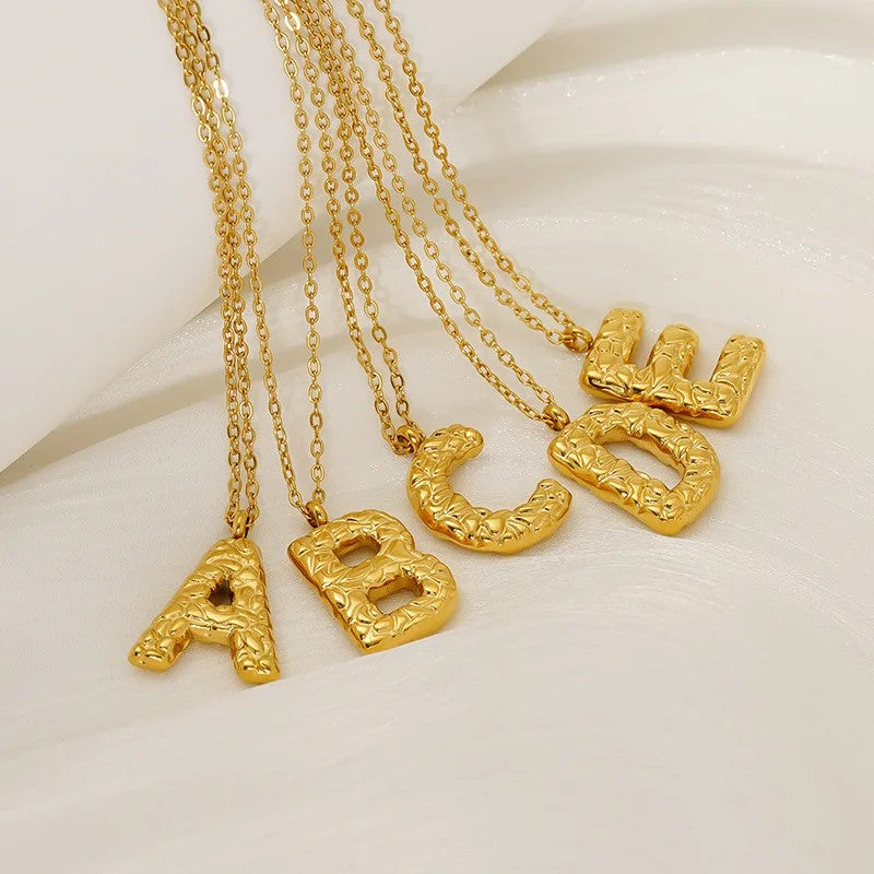 Textured Letter A Necklace
