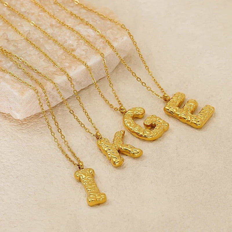 Textured Letter A Necklace
