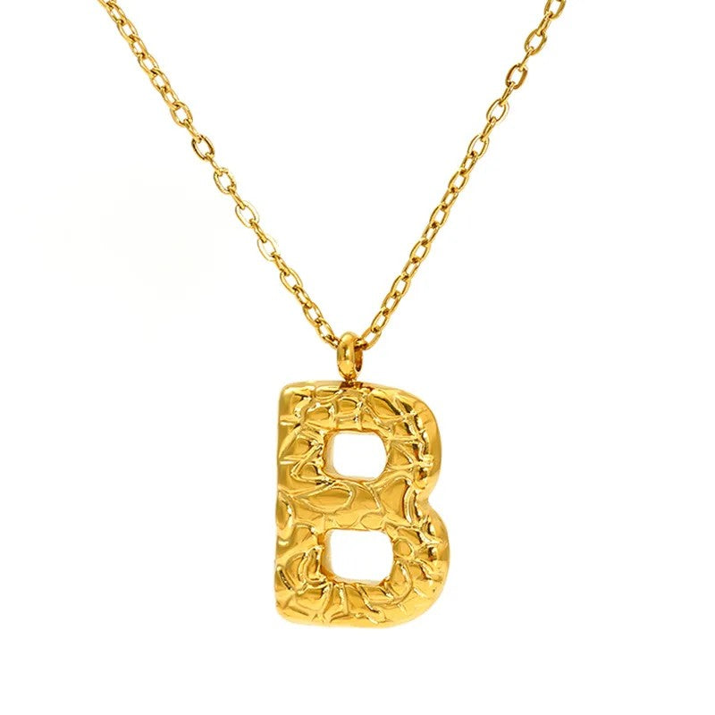 Textured Letter A Necklace