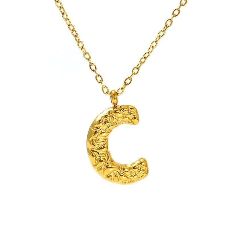 Textured Letter A Necklace