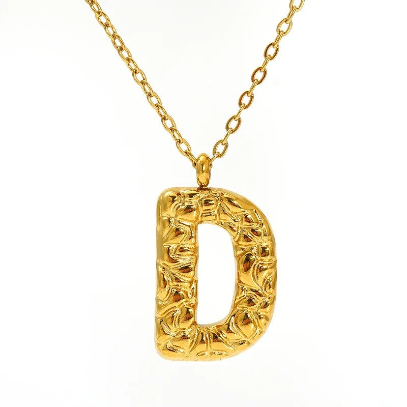 Textured Letter A Necklace