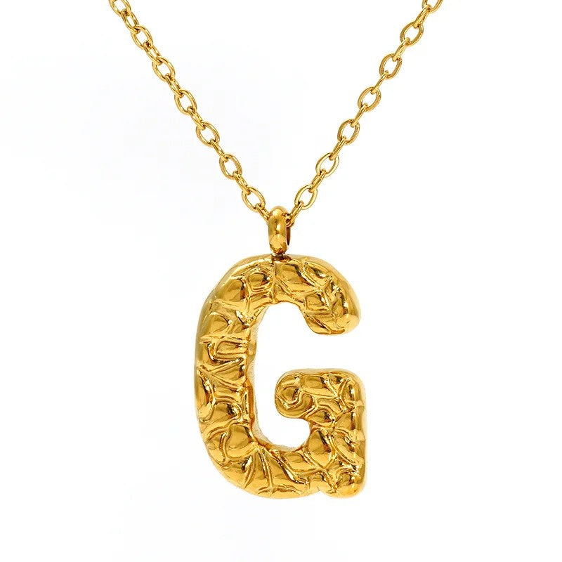 Textured Letter A Necklace