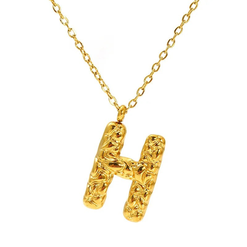 Textured Letter A Necklace