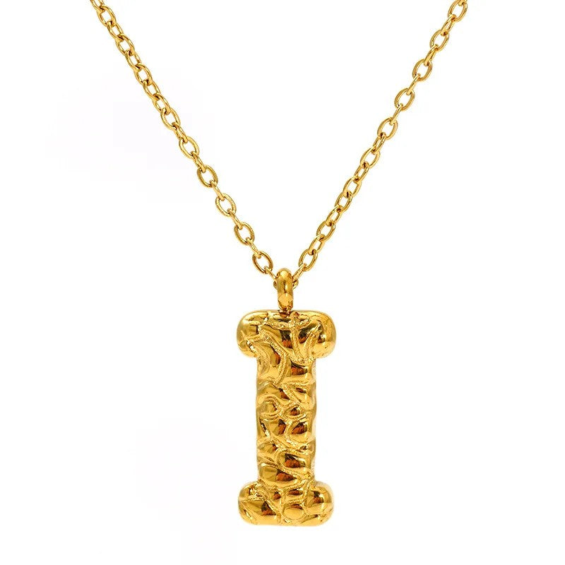 Textured Letter A Necklace