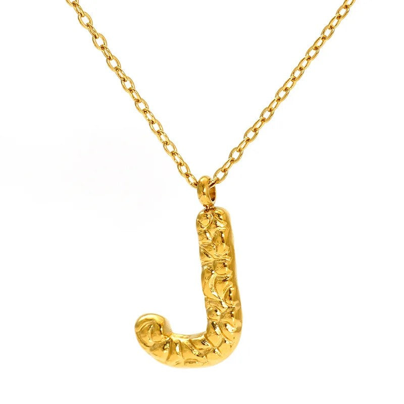 Textured Letter A Necklace
