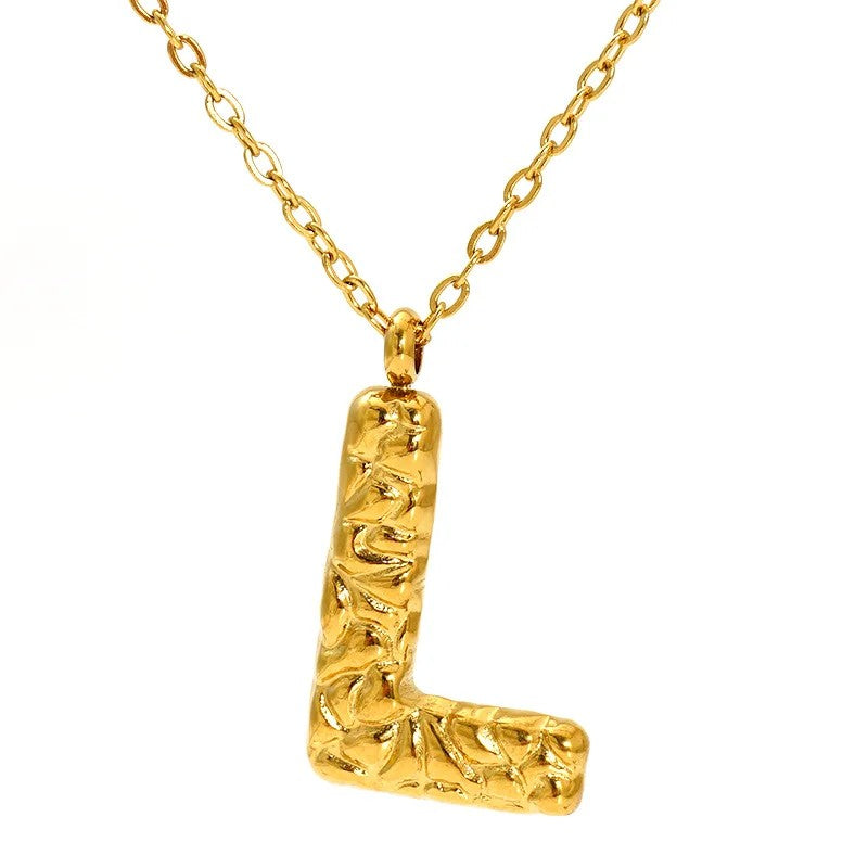 Textured Letter A Necklace