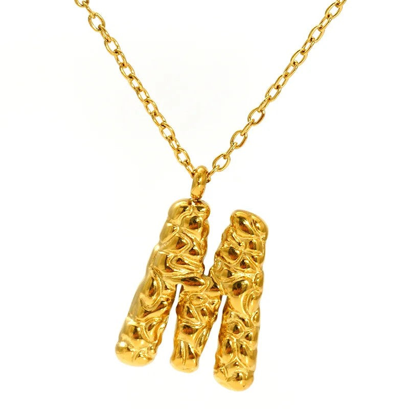 Textured Letter A Necklace