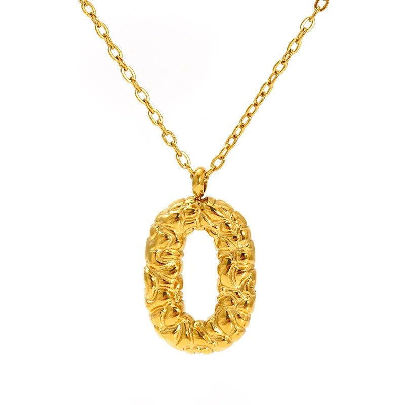 Textured Letter A Necklace