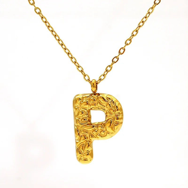 Textured Letter A Necklace