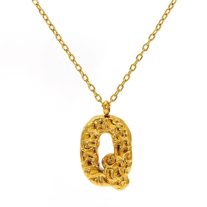Textured Letter A Necklace