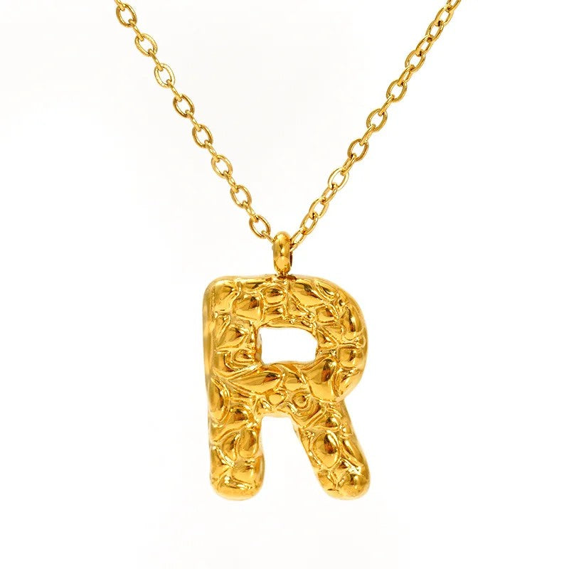 Textured Letter A Necklace