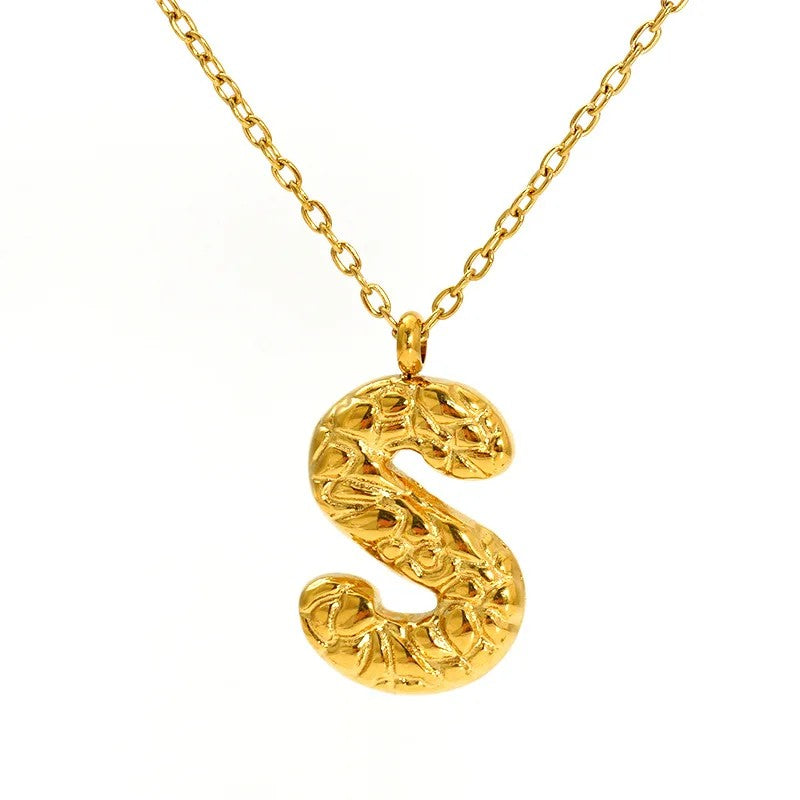 Textured Letter A Necklace