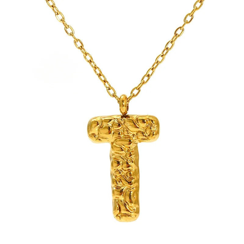 Textured Letter A Necklace