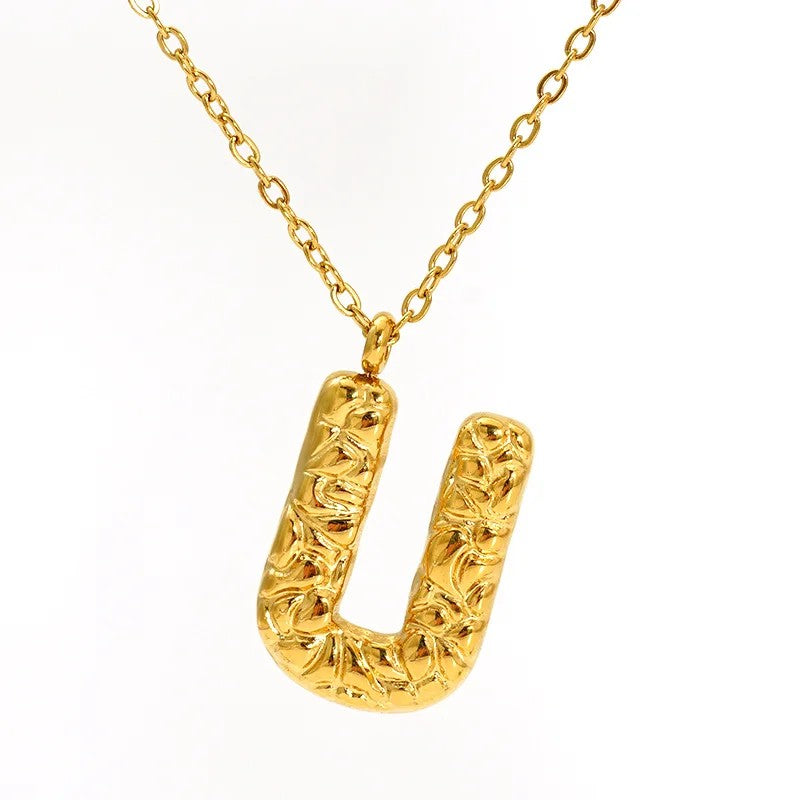 Textured Letter A Necklace