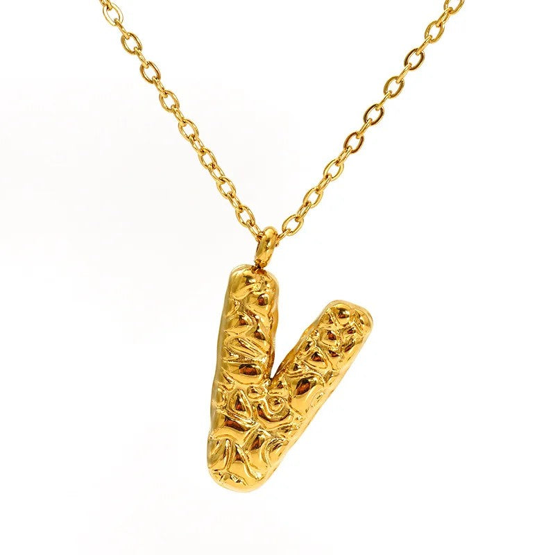 Textured Letter A Necklace