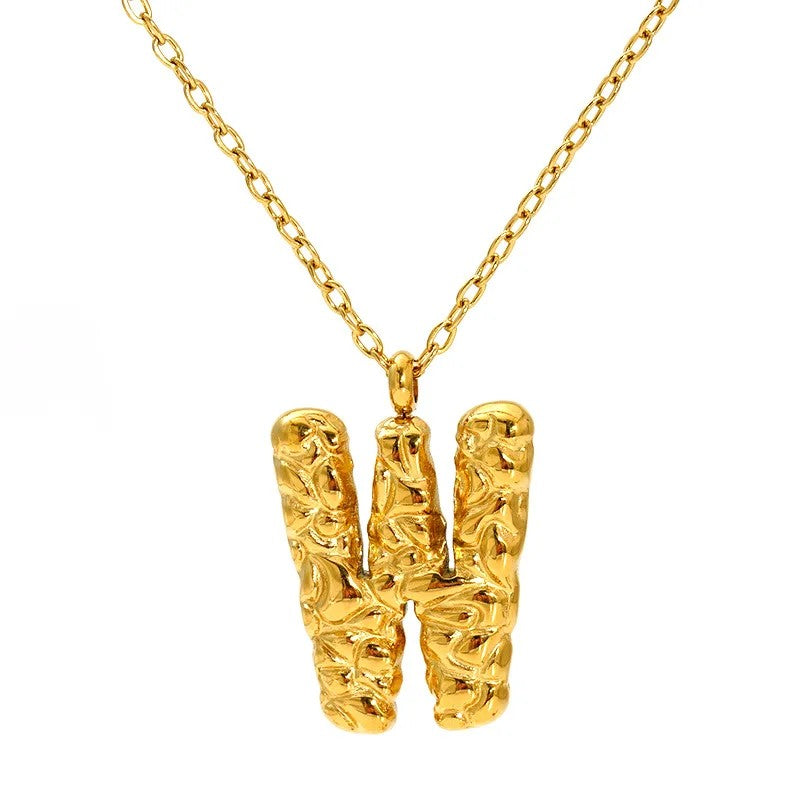 Textured Letter A Necklace