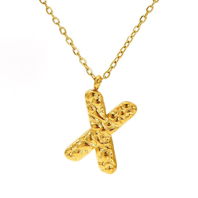Textured Letter A Necklace