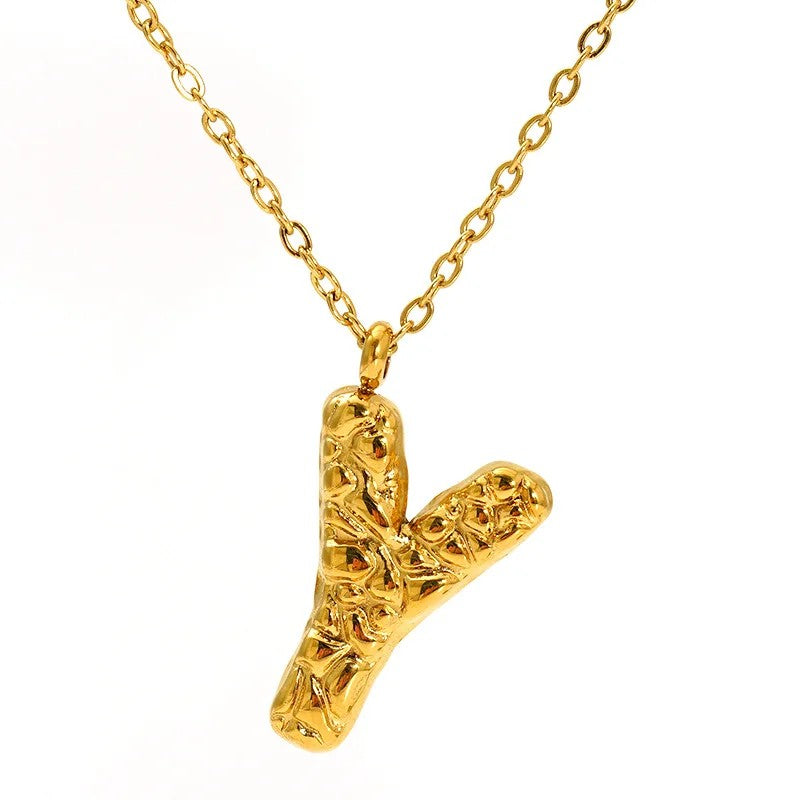 Textured Letter A Necklace
