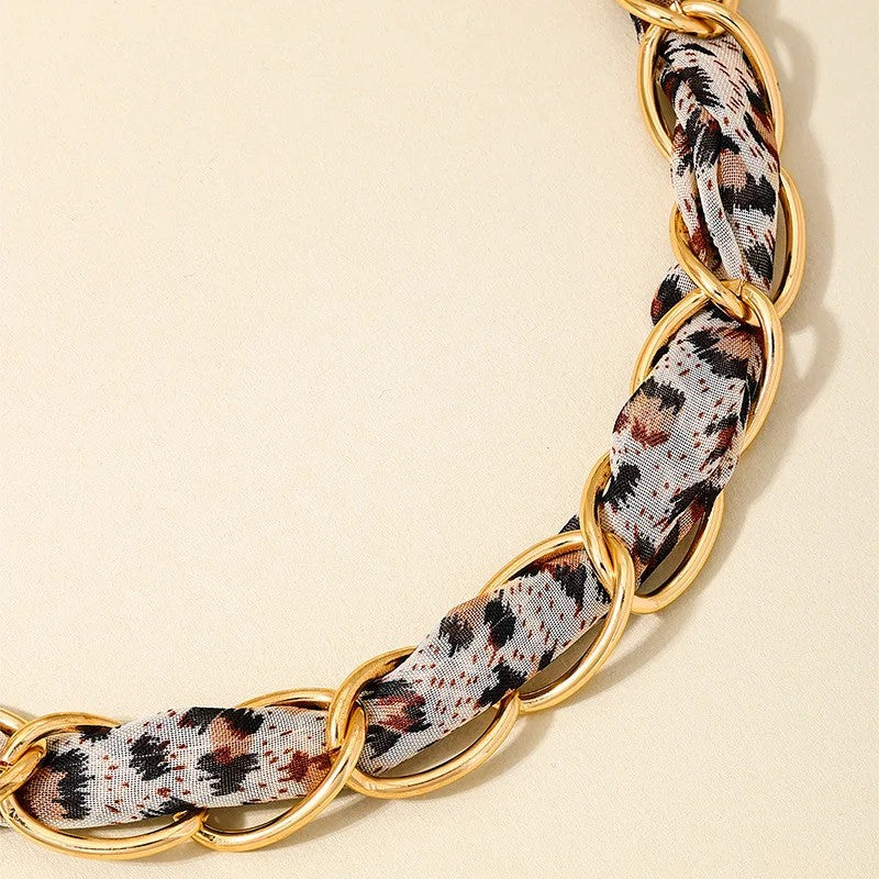 Leopard Print Interlocking Chain Necklace
