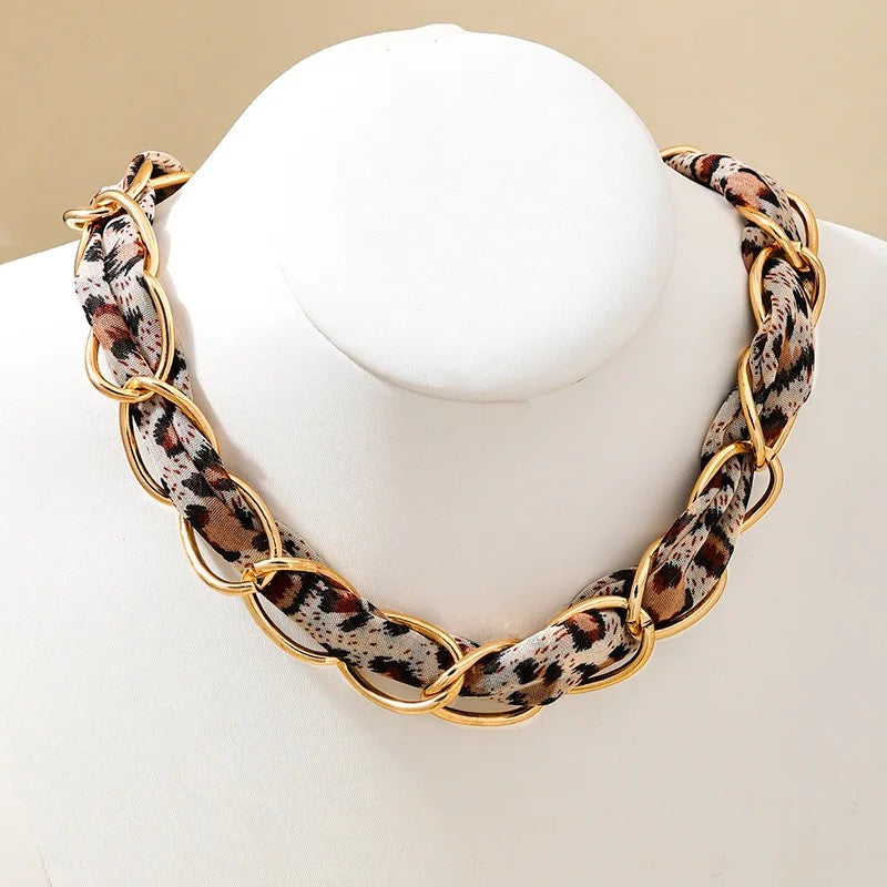 Leopard Print Interlocking Chain Necklace