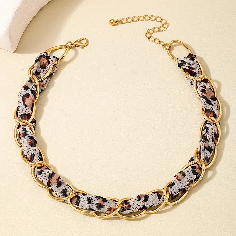 Leopard Print Interlocking Chain Necklace