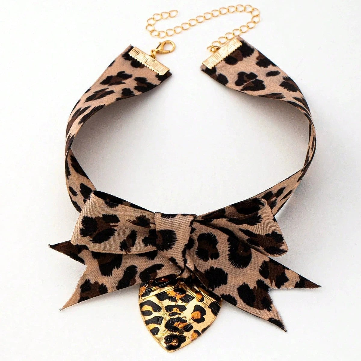 Leopard Print Bow Necklace