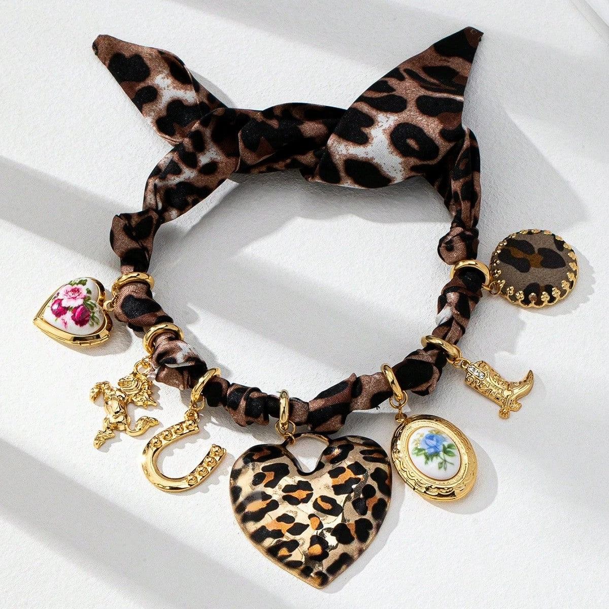 Leopard Print Bow Necklace