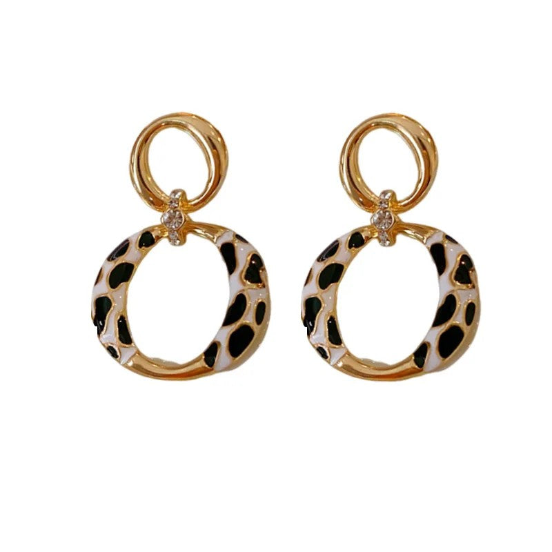 Spotted Enamel Hoop Earrings