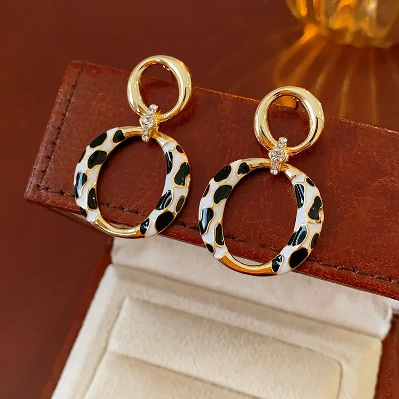 Spotted Enamel Hoop Earrings