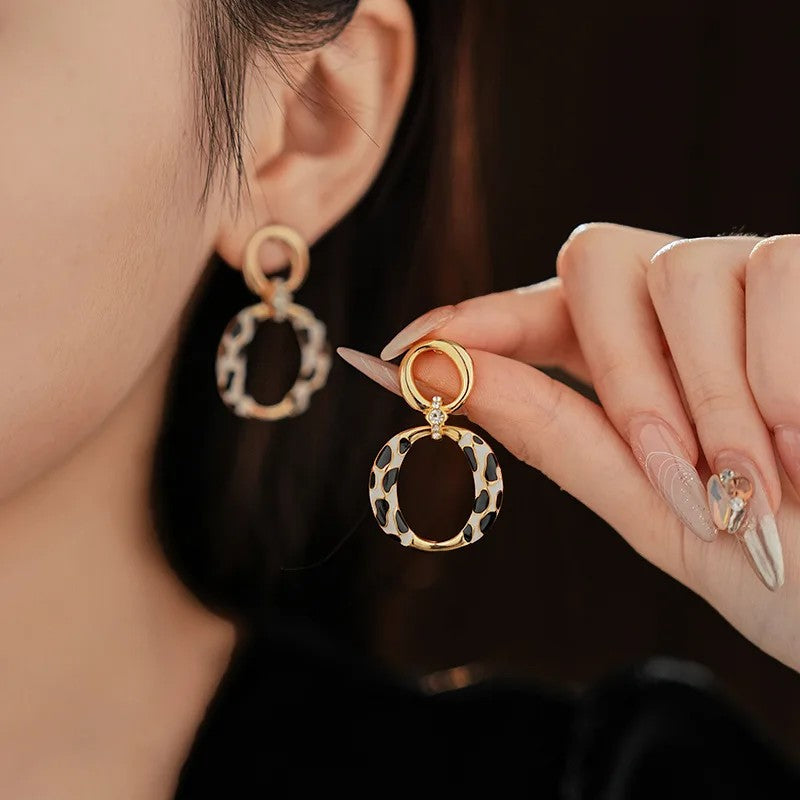 Spotted Enamel Hoop Earrings