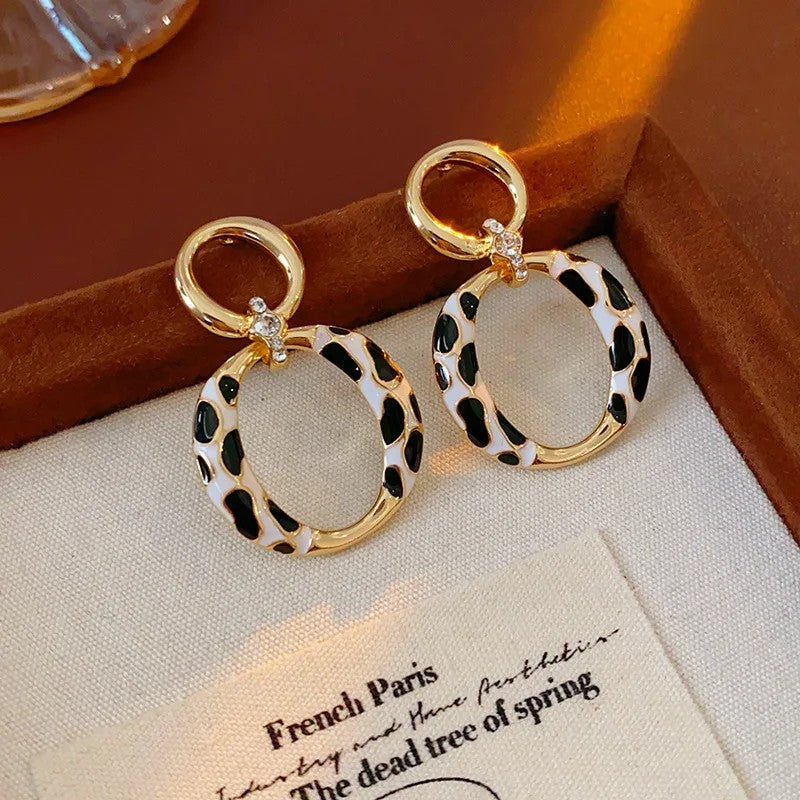 Spotted Enamel Hoop Earrings